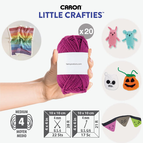 Caron Little Crafties Acrylic Mini Yarn Multipack 20 Count (Pack of 1) – Knitting, Crocheting & Art Projects – Machine Washable & Dryable – Durabl...