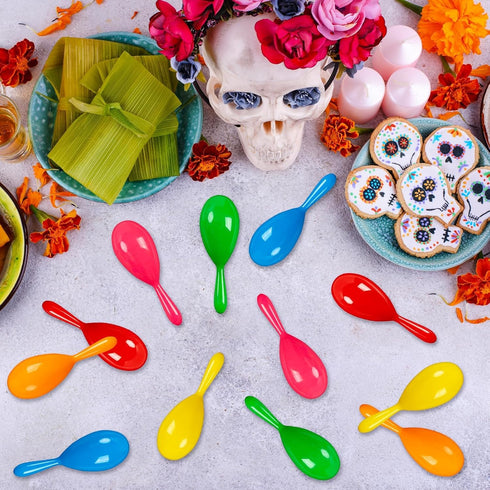 OuMuaMua 12pcs Mini Maracas for Kids - Plastic Maraca Shakers Noisemaker Fiesta Party Favors for Kids Cinco de Mayo Fiesta Mexican Themed Birthday...