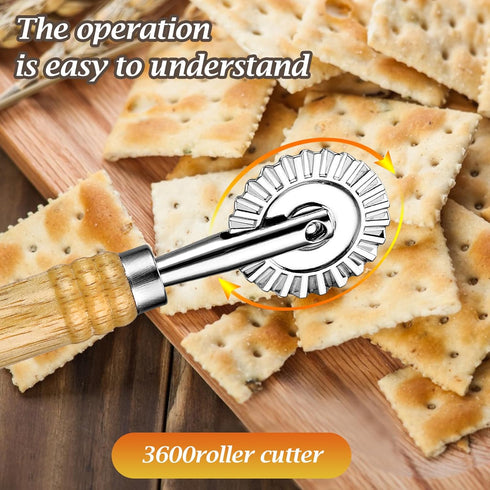 Pasta Cutter Wheel Ravioli Cutter Wheel with Roller Pizza Cutter Wheel Dumpling Lace Making Zinc Alloy Noodle Making Cutter for Kitchen...