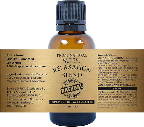 Sleep & Relaxation Essential Oil Blend 30ml/1oz - by Prime Natural - Made in USA - Pure Undiluted Therapeutic Grade - Aromatherapy Scents & Diffus...