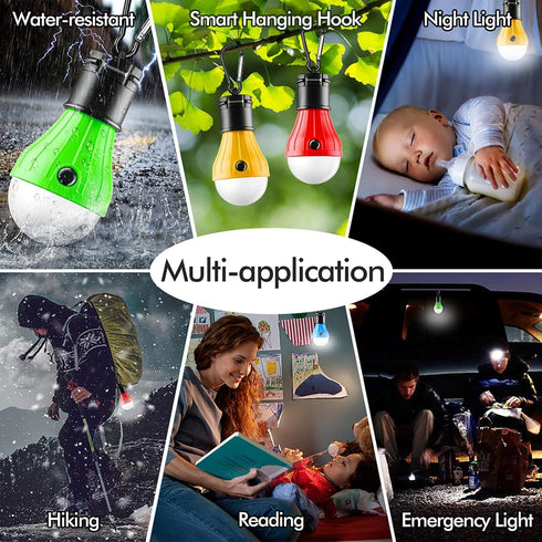 FLY2SKY Tent Lamp 4 Packs Portable LED Tent Lights Clip Hook Hurricane Emergency Lights LED Camping Lights Bulb Camping Lanterns Camping Equipment...