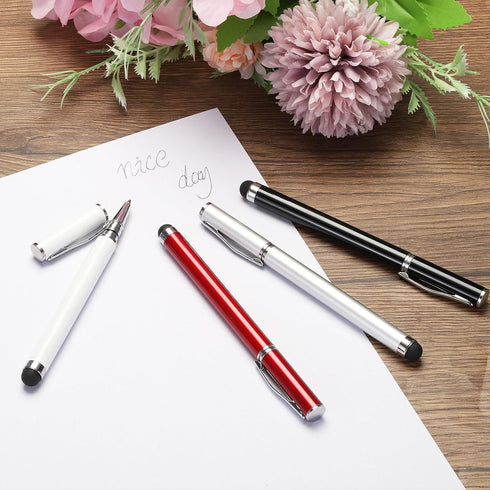 MECCANIXITY 4pcs Ballpoint Pen with Stylus Tip 2 in 1 Ink Pen & Fine Point Rubber Stylus Pens for All Capacitive Touch Screens Universal......