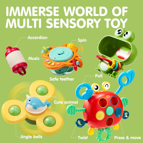 Musical Baby Toys - Suction Cups High Chair Toys - Spinner Teether Toy - Keep Infant Toys from Falling - Montessori Sensory Toys for Toddlers - Ch...