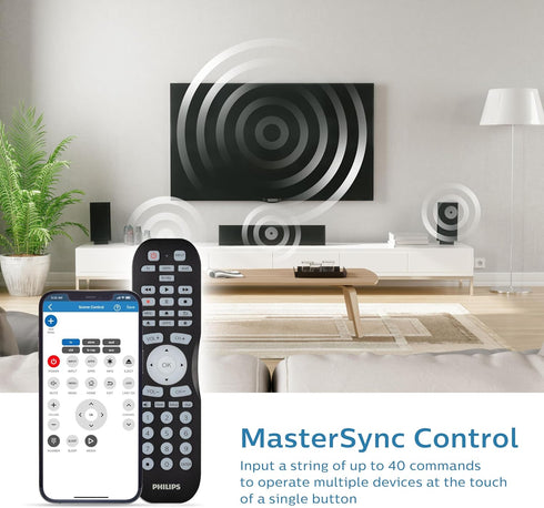 Philips Universal Remote Control for Samsung TV, Blu-ray, Soundbar, Cable/Satellite, Streaming Players, Roku Boxes, and More, 30 Ft Find-It Featur...