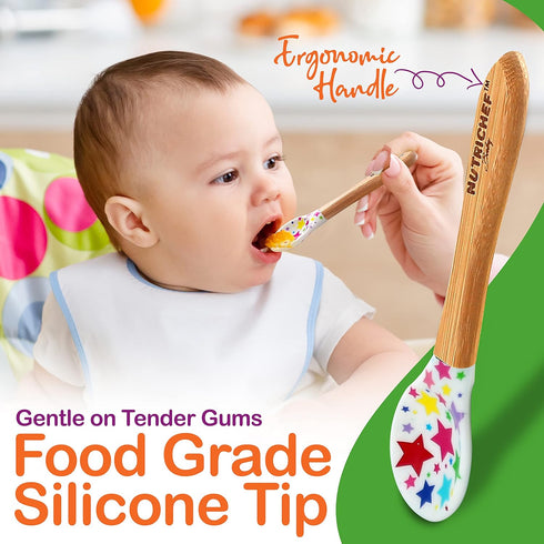 NutriChef Round Bamboo Baby Plate, Star Plate...