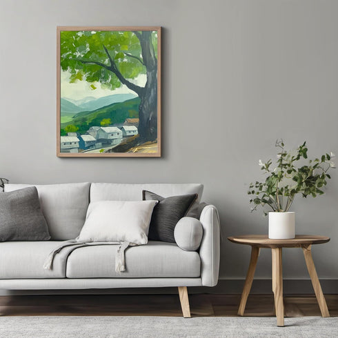 Posterizer 1 pcs-vintage oil painting style-rural landscape of old villages 4-Collectibles & Fine Art-Landscape & Nature Art-Gift for Art Lovers- ...