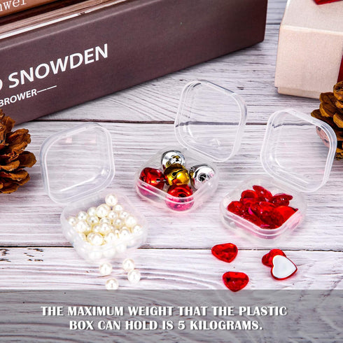 24 Packs Small Clear Plastic Beads Storage Containers Box with Hinged Lid for Storage of Small Items, Crafts, Jewelry, Hardware(1.37 x 1.37 x 0.7 ...