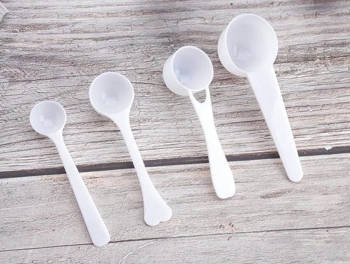 Sowaka 4 Pcs Measuring Spoons 1g 3g 5g 10g Plastic Teaspoon Tablespoon for Accurate Measure Coffee Protein Milk Scoops Spoon Home Kitchen Measurin...