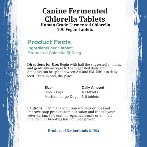 Canine Chlorella Tablets with Human Grade Fermented Chlorella for Dogs | Natural Dog Breath Freshener & Immune Booster Supplement | Dog Greens wit...