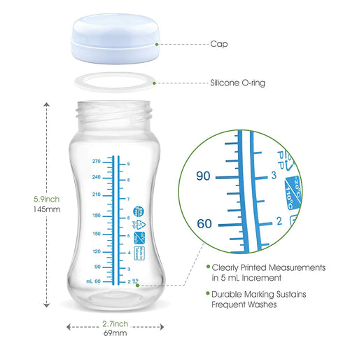 Maymom Wide-Mouth Milk Storage Collection Bottle with Travel Cap and Sealing Ring ; Replacement to Spectra S1 S2 Avent Natural Avent Classic Bottl...