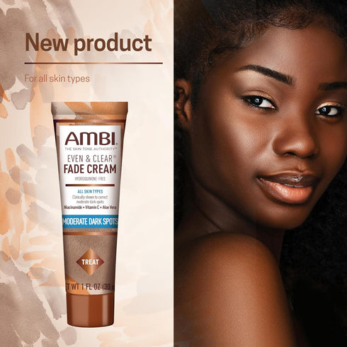 Ambi Even & Clear Fade Cream, Hydroquinone-free, Hyperpigmentation Treatment, Dark Spot Corrector, Results In As Little As 4 Weeks, Niacinamide, A...