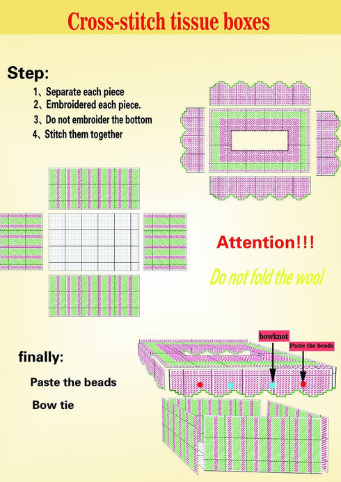 Btibpse 3D Cross Stitch Kits Simple Embroidery Tissue Box Needlecrafts for Beginners/Kids/Girls/Women (Cyan+Purple)......