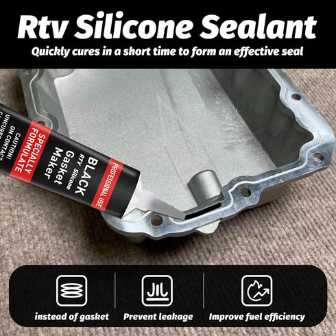 RTV Silicone Gasket Maker, High Temp Silicone Resist Oil, Anti-Freeze RTV Silicone Sealant for Engines, Gearboxes, Pumps, Superchargers (Transpare...