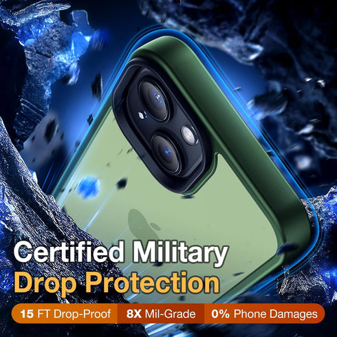 for iPhone 14 Phone Case, Shockproof for iPhone 13 Case, Military Grade Drop Protection, Protective Hard Back Slim Translucent Case for iPhone 13/...