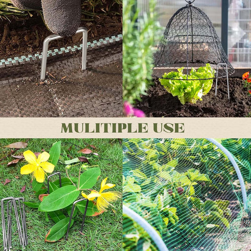 6 Inch Garden Stakes 20Pcs Galvanized Landscape Staples Heavy Duty Plant Cover Stakes 11 Gauge U-Shaped Tent Stakes Ground Stakes for Securing Wee...