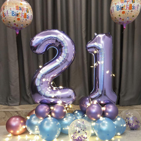 40 Inch Purple number Helium Foil Birthday Party Digit Balloons (Purple 0)...
