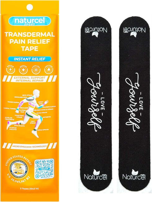 Sport Transdermal Pain Relief Tape, Kinesiology Tape, Sore Joints, Muscles, Back, Knee, Elbow, Shoulder Pain, 2 Elastic Strips(10x2 in), Water Res...