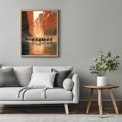 Posterizer 1 pcs-classic cattle drive scene in the American West 3-Western Art-Men's Art Collection-Living Room Bedroom Decor- unframed wall art...