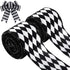 2 Rolls Christmas Checkered Ribbon Black and White Check Ribbon Diamond Check Wired Edge Ribbon Diamond Pattern Decorative Ribbons for Christmas F...