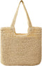 Straw Beach Bags for Women - Women Beach Handmade Woven Tote Bag, Summer Mesh Hollow Shoulder Bag for Holiday...