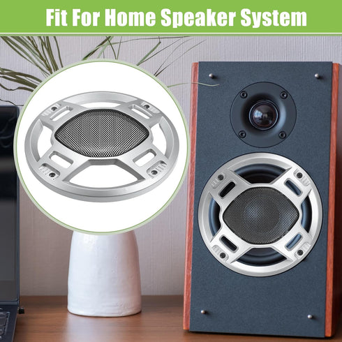 ACROPIX 6" Car Speaker Grills Cover Mesh Round 6 Inch Audio Speaker Subwoofer Guard Protector Case with Mounting Screws Iron Silver Tone Black - P...