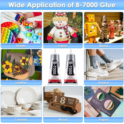 Cludoo B7000 Glue Clear with Precision Tip, 2pcs 130ml / 4.4 Fl Oz B7000 Rhinestone Glue Fabric Glue with Rhinestone Dotting Pen Tool, Wax Pencil,...