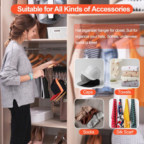 Hat Organizer Holder for Hanger & Room Closet, 1Pack Hat Rack Storage Clips, for Hang Baseball Hats Rack, Ball Caps, Winter Beanie & Accessories, ...