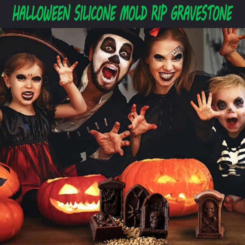 Gravestone Mold for Chocolate, Halloween Silicone Mold for Ice, Soap, Cake(2 Pack)...