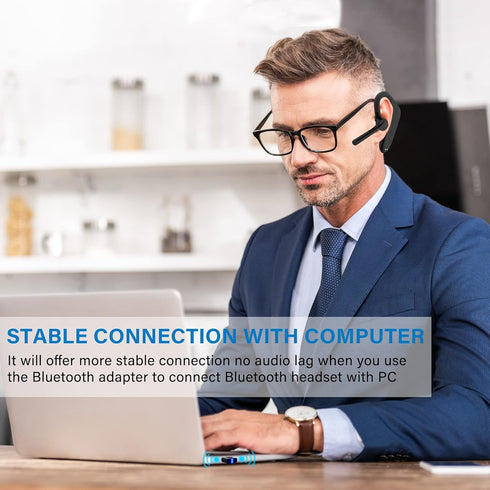Bluetooth Headset,Dual Microphone Wireless Headset with USB Dongle for Computer, 45H Talking Time,USB-A Compatible to Connect to Your PC Mac - Wor...