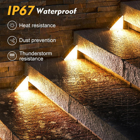 Solar Step Lights, Stair Fence Triangle Lights IP67 Outdoor Waterproof LED Deck Light for Garden Yard Patio, Porch, Front Door, Outside, Pathway, ...