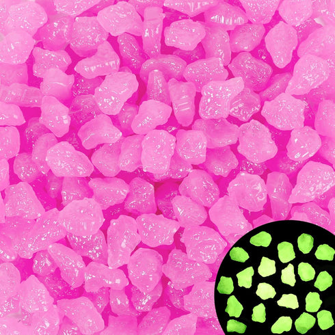 200PC Glow in The Dark Stones Outdoor Decoration Glowing Rocks for Garden Luminous Pebbles for Fish Tank Yard Walkway Pathway Aquarium,Pink...