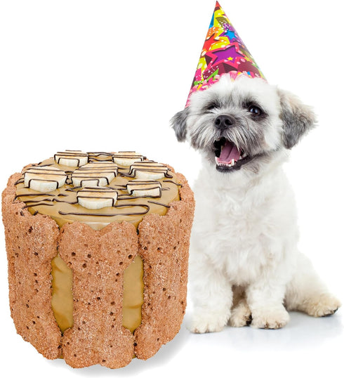 Dog Birthday Cake for Dogs to Eat - Rice Cake Based Dessert Made with Dog Birthday Treats and Human Grade Ingredients - Happy Birthday Dog Cake - ...