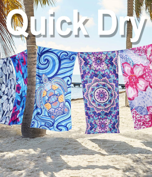 Sand Free Microfiber Beach Towel – Quick Dry Mandala Lightweight Oversized Large Blue Towel Accessories Travel Swim Pool Yoga Cruise Camping Gear ...