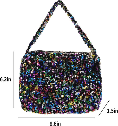Sparkle Sequins Mini Purse for Women Bling Evening Handbag Clutch Glitter Shoulder Bag for Party Wedding...