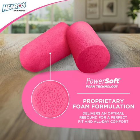 HEAROS Sleep Pretty in Pink, 100 Pair, NRR 32, PU Foam, Petite Sized, Pink (5199)...
