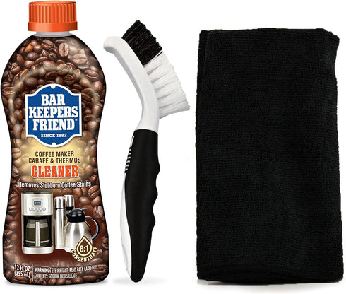 Fox Trot Bar Keepers Friend Coffee Cleaner Panther Pack Microfiber Cleaning Cloth & Scrub Bundle, With A 12oz Coffee Pot Cleaner & Dual-Action Mic...