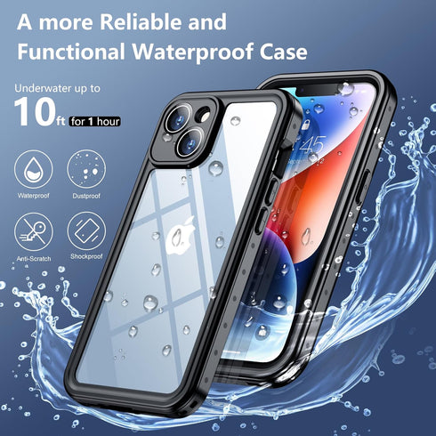 SPIDERCASE for iPhone 14 Case Waterproof, Built-in Lens & Screen Protector, Full Heavy Duty Protection, 12FT Military Shockproof, Dustproof, Anti-...