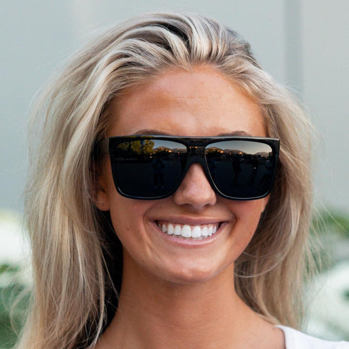 ShadyVEU Oversized Super Dark Lens Square Sunglasses Flat Top Large Black Out Shades for Migraines, Light Sensitivity...