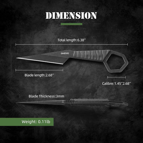 Omesio Fixed Blade Knife with Sheath, 6.38” Neck Knife Full Tang Small Necklace Knife for Men, Compact EDC Tactical Knife Suitable for Survival Hi...