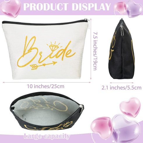11 Pieces Wedding Makeup Bags Bridal Shower Cosmetic Bag Bachelorette Party Canvas Makeup Bags Bride I Do Crew Bridesmaid Proposal Gifts for Women...