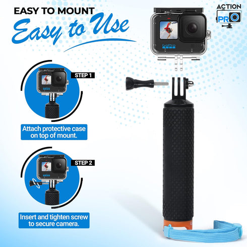 Floating Hand Grip for GoPro Hero | Waterproof Monopod Handle for GoPro Action Cameras | Underwater Diving Stick Accessory for Water Sports Camera...