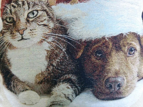 Tache 2 Piece Christmas Companions Cat Dog Holiday Festive Throw Pillow Cushion Covers...
