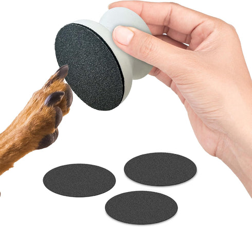 Dog Nail File - Upgraded Dog Nail Scratch Board - 1 White Nail File for Dogs w/ 4 Replaceable Sandpapers - Dog Nail Trimmers - Round Dog Nail Grin...