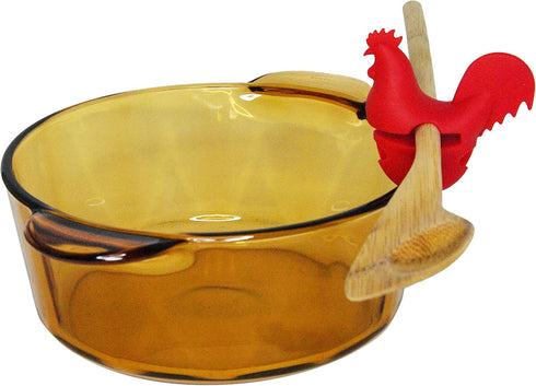 HOME-X Red Rooster Spoon Holder, Pot/Pan Clip Kitchen Accessories, Fun Hostess Gifts...