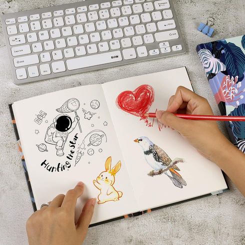 Blank Hardcover Notebooks, Plain Flower Journal for Women Men Kids Traveler, A5 Size, 5.5x8.3 inch, 120 GSM Thick Paper, 102 Sheets,3 Pack, Small ...