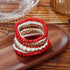 LUREME Bohemian Beads Cube Multi Strand Stretch Stackable Bangle Bracelet Set (bl003172)...