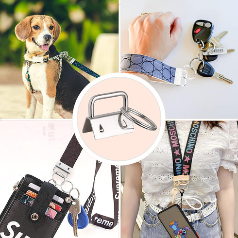 Key Fob Hardware, modacraft 42PCS 1 Inch 7 Colors Keychain Hardware Set Key Fob Hardware for Wristlet Keychain, Key Lanyard and Key Chain Making H...