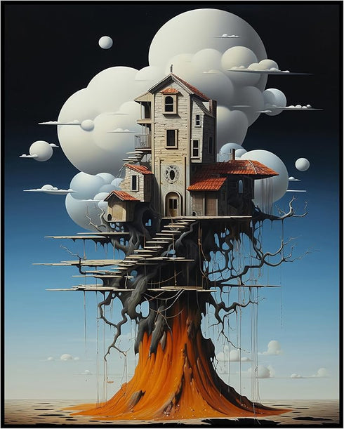 Posterizer 1 pcs-futuristic tree house-Abstract & Modern Art-Fantasy & Fiction Art-Gift for Art Lovers-Decor for Home & Office- UNFRAMED Wall Art...