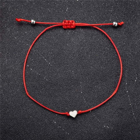 kelistom Red Black String Silver Gold Heart Charm Bracelets for Women Men Handmade Braided Wax Rope Adjustable Bracelet Friendship Jewelry...