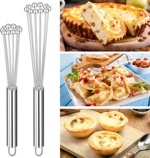 Patelai 2 Pieces Stainless Steel Ball Whisk Wire Egg Whisk Set Kitchen for Cooking, Blending, Whisking, Beating, Stirring(10 Inch and 12 Inch)...